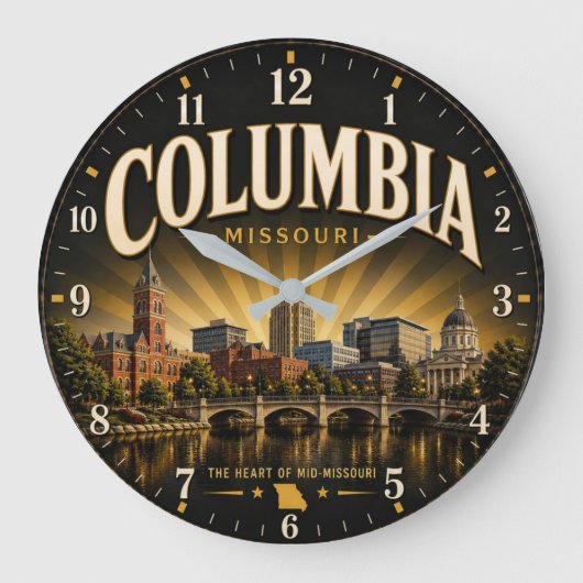 Columbia Missouri ラージ壁時計 (正面)