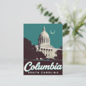 Columbia SC State House Dome Vintage Art ポストカード (スタンド正面)