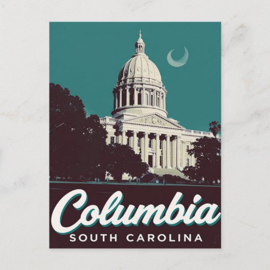 Columbia SC State House Dome Vintage Art ポストカード (正面)
