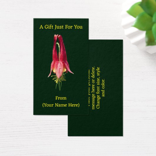 Columbine Flower Personalized Gift Card Tag (デスク)