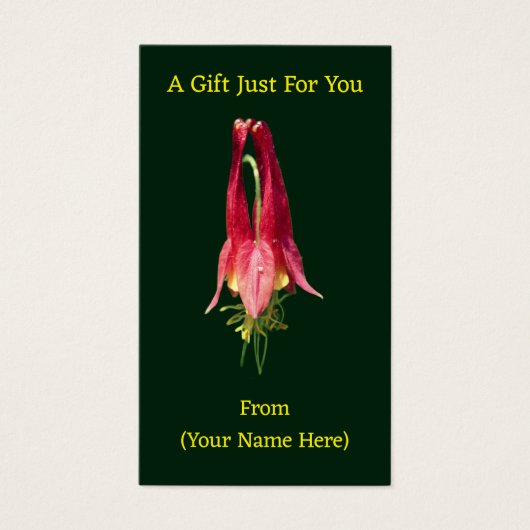 Columbine Flower Personalized Gift Card Tag (正面)