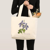 Columbine Watercolor Botanical Flower Design ラージトートバッグ (正面(商品))
