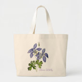 Columbine Watercolor Botanical Flower Design ラージトートバッグ (正面)