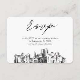 Columbusの結婚ミニマルなスケッチRSVP エンクロージャーカード