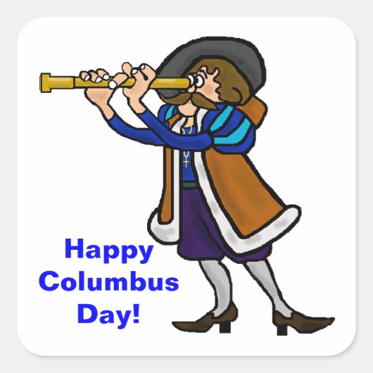 Columbus Dayのステッカーまたは名前タグ スクエアシール (正面)