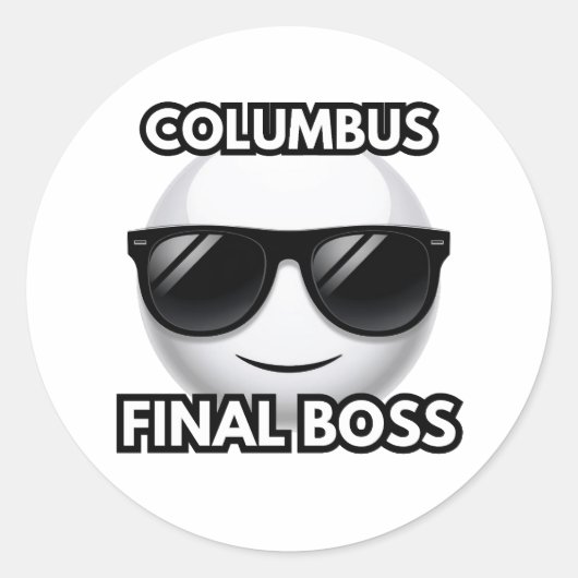 Columbus Final Boss Cool Emoji Sticker ラウンドシール (正面)