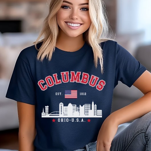 Columbus OH Downtown Silhouette トライブレンドＴシャツ