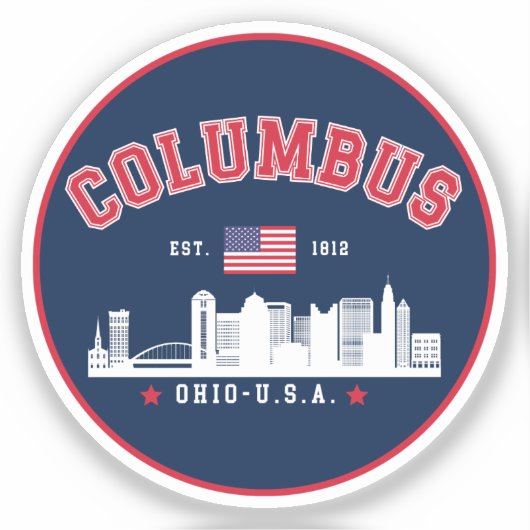Columbus Ohio Cityscape Design シール (正面)