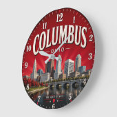 Columbus Ohio Modern Skyline City Decor ラージ壁時計 (傾斜)