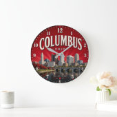 Columbus Ohio Modern Skyline City Decor ラージ壁時計 (ホーム)