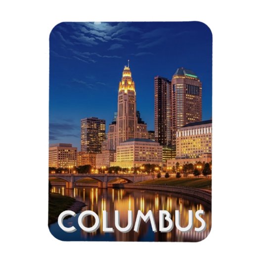 Columbus Ohio Skyline Travel マグネット (縦)