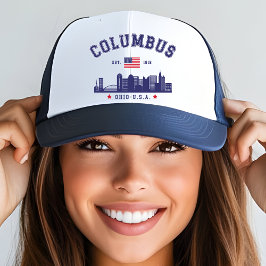Columbus Ohio Urban Skyline Art キャップ