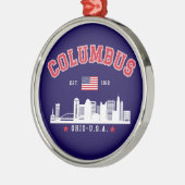 Columbus Ohio Urban Skyline City メタルオーナメント (左)