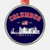 Columbus Ohio Urban Skyline City メタルオーナメント (正面)