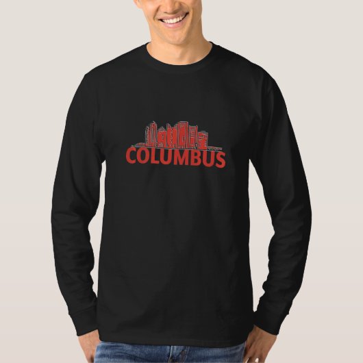 Columbus Ohio USA City Skyline Silhouette Outline  Tシャツ (正面)