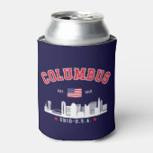 Columbus Skyline Vintage City Art 缶クーラー (缶正面)