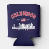Columbus Skyline Vintage City Art 缶クーラー (裏面)