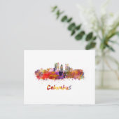 Columbus V2 skyline in watercolor ポストカード (スタンド正面)
