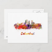 Columbus V2 skyline in watercolor ポストカード (正面/裏面)
