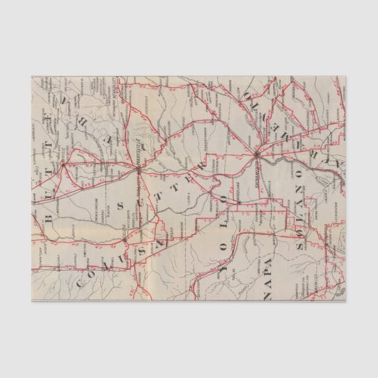 Colusa、Yolo、Napaのビュート、Yuba、Sutter、Solano 薄葉紙 (正面)