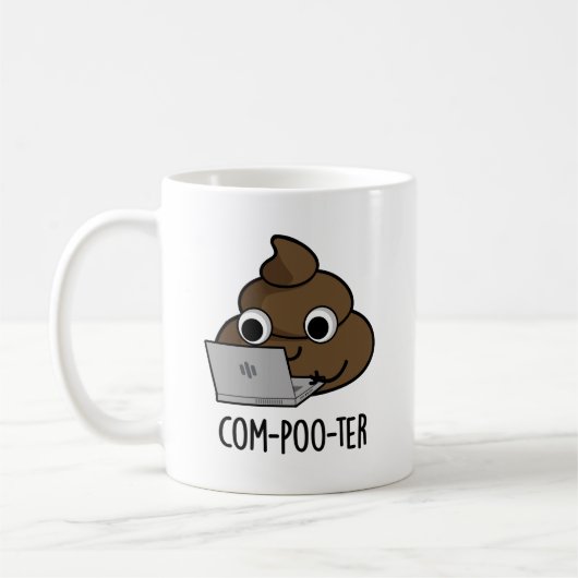 Com-poo-terコンピューおもしろいタウンチプリン コーヒーマグカップ (左)