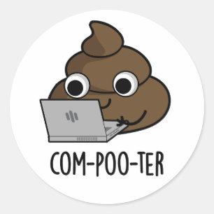 Com-poo-terコンピューおもしろいタウンチプリン ラウンドシール