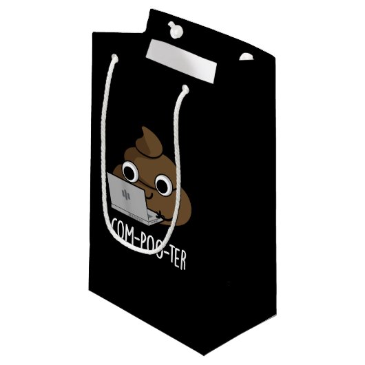 Com-poo-terコンピューおもしろいタウンチプンダークBG スモールペーパーバッグ (正面アングル)