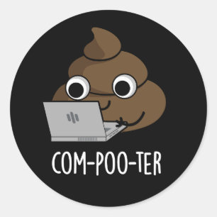 Com-poo-terコンピューおもしろいタウンチプンダークBG ラウンドシール