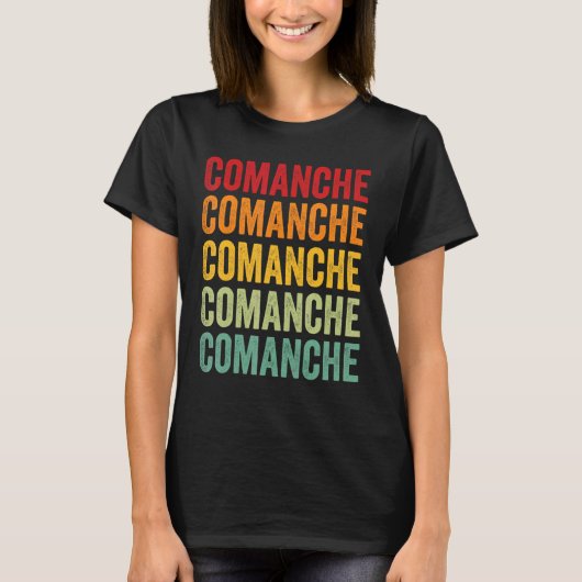 Comanche County Oklahoma Rainbow Text Design Tシャツ (正面)