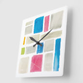 Comares IIIの抽象的なプリント|スーSchlabach スクエア壁時計 (傾斜)