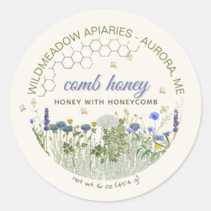 COMB HONEY Honey Honey With Comb Meadow Flowers & ラウンドシール
