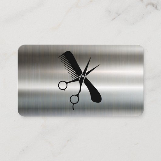 Comb Scissors | Barber | Metallic Background 名刺 (正面)