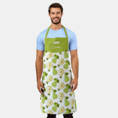 Combined pattern of open and whole pears エプロン (着用した状態)