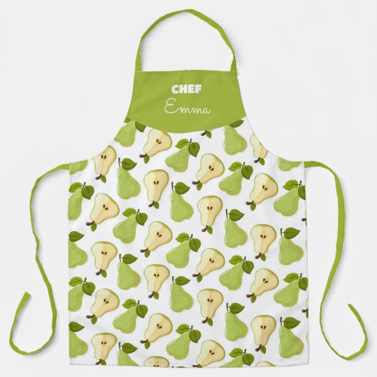 Combined pattern of open and whole pears エプロン (正面)