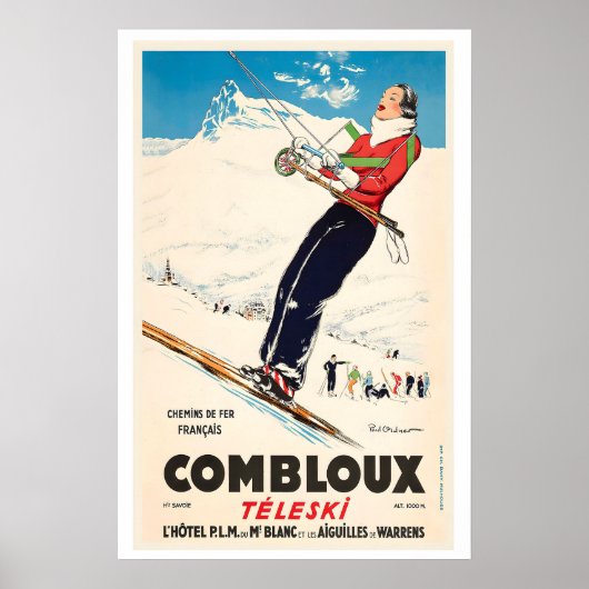 Comblou Ski Lift France Vintage Ski Poster ポスター (正面)
