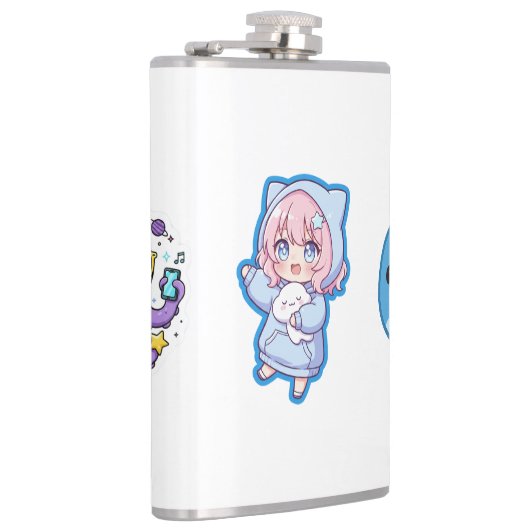 Combo Kawaii Anime, Cute Blue Whale and Octo-Vibes フラスク (右)