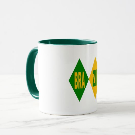 Combo mug blanc vert BRAZIL  マグカップ (正面左)