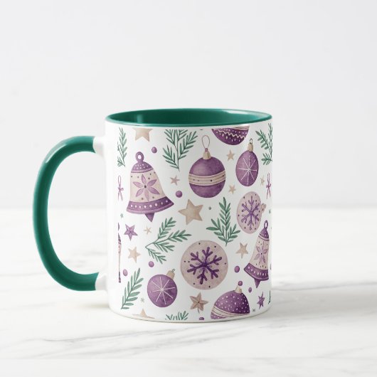 Combo Mug – Whimsical Purple Holiday Design マグカップ (左)