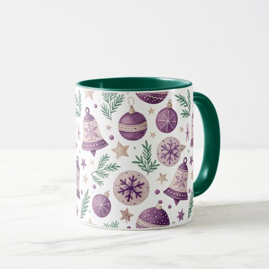 Combo Mug – Whimsical Purple Holiday Design マグカップ (正面右)