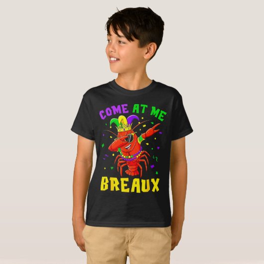 Come At Me Breaux Crawfish Beads Funny Mardi Gras Tシャツ (正面フル)