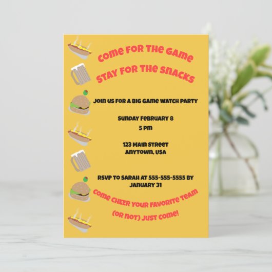 Come for the Game, Stay for the snacks Invitation 招待状 (スタンド正面)