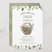 Come Hang Out Sloth Party Birthday  招待状 (正面/裏面)