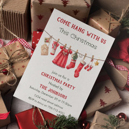 Come Hang With Us Funny Christmas Party Invitation 招待状