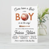 Come Have a Ball! Baby Boy Baseball Baby Shower 招待状 (スタンド正面)