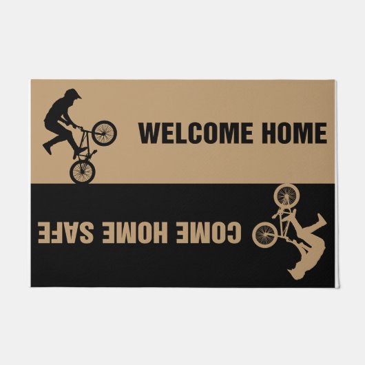 Come Home Safe Welcome Home Biking ドアマット (正面)