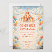 Come One Come All Circus Birthday 招待状 (正面)