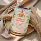 Come One Come All Circus Birthday 招待状