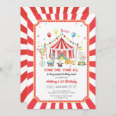 Come One Come All Circus Boy Birthday Invitation 招待状 (正面/裏面)