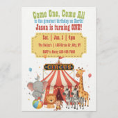 Come One, Come All, Greatest 1st Circus Birthday 招待状 (正面)