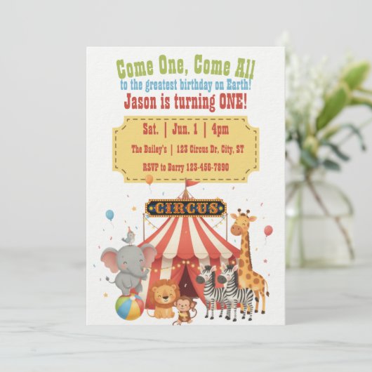 Come One, Come All, Greatest 1st Circus Birthday 招待状 (スタンド正面)